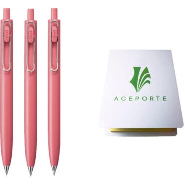Imagem de uni-ball one F 0.5mm - Can be written clearly Gel pen, 3 Pack (Faded Red body/Black inc), Sticky Notes Value Set