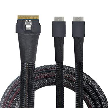 Imagem de NFHK PCI-E Ultraaport Slimline SAS Slim 4.0 SFF-8654 8i 74pin para Dual Oculink SFF-8611 Cabo 50 cm PCI-Express