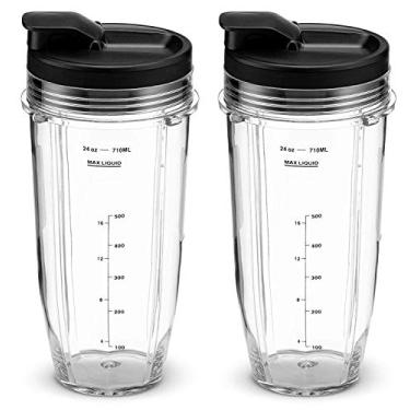 Imagem de Nutri Ninja 60 ml Copos Tritan com tampas de sip e selo. Compatível com liquidificadores BL480, BL490, BL640, BL680 Auto IQ Series (pacote com 2)