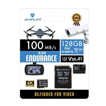 Imagem de Amplim Cartão MicroSDXC de alta resistência de 128 GB para câmeras de monitoramento de vídeo - câmera de painel, câmera corporal, câmera de vigilância, câmera de segurança doméstica, drone, câmera de