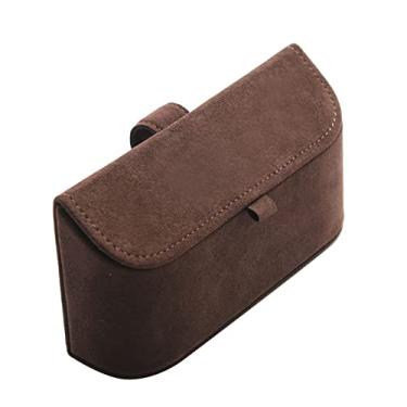 Imagem de Alfanxi Suporte de óculos para viseira de sol de carro, Itália Alcantara material estojo de armazenamento clipe compatível com a maioria dos carros (marrom)