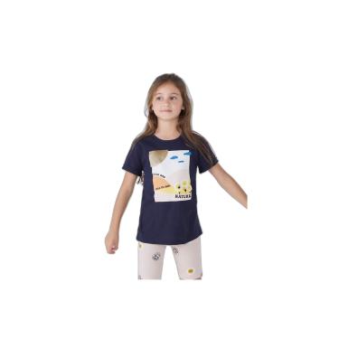 Imagem de Blusa Manga Curta Menina De Algodão Azul Marinho 001