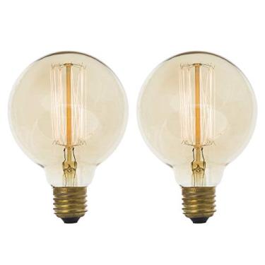 Imagem de Combo Kit com 2 Lâmpada Luminária Filamento G95 40w 220v Filamento de Carbono 13cm Transparente