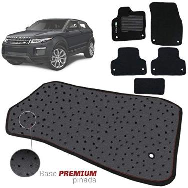 Imagem de Jogo de Tapete Carpete Tevic Pinado Compatível Com Evoque 2011 12 13 14 15 16 17 18 19 Impermeável Lavável Logo Bordado 5 Peças