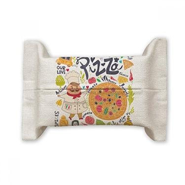 Imagem de Cook Pizza Italy Tomate Foods Suporte de capa de papel para lenços faciais Saco de linho de algodão