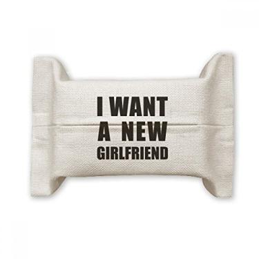 Imagem de Bolsa de linho de algodão com suporte para capa de papel para lenços faciais I Want A New Girlfriend