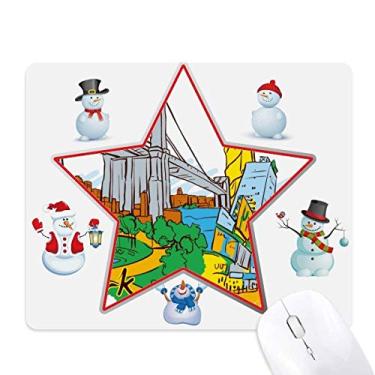 Imagem de Mouse pad US New York America aquarela mas boneco de neve família estrela