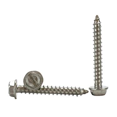 Imagem de # 8 x cabeça de arruela hexagonal de aço inoxidável com parafuso de chapa de metal (1,27 cm a 3,81 cm na listagem) 100 peças de parafusos de metal de folha, #8x1-1/4 Inch