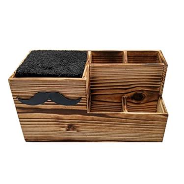 Imagem de Lurrose Suporte de tesoura de salão de cabeleireiro, tesouras, recipiente de madeira, suporte de cabeleireiro, ferramentas de barbeiro para pentes e clipes escovas (cor aleatória)