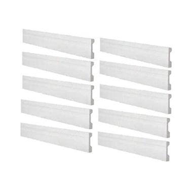 Imagem de Kit 10 Barras Rodapé de Poliestireno Alta Densidade NMC Pisos 18mmx11cm Metro Linear NMC Pisos Branco