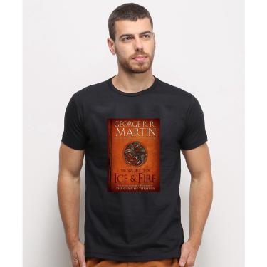 Imagem de Camiseta masculina Preta algodao Arte Capa Livro Game Of Thrones