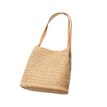 Imagem de HONMEET shoulder bag sholder bag Bolsa de ombro saco de balde bolsas de praia para mulheres sacos de malha saco de palha Bolsas de ombro