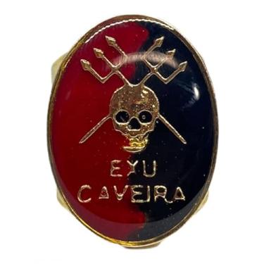 Imagem de Anel Dourado Ajustável Exu Caveira 2,7 cm em Metal