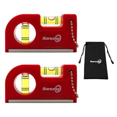 Imagem de Sanung 2 peças de mini bolsos verticais horizontais magnéticos com chaveiro, níveis de bolso magnéticos, com bolsa de armazenamento, nivelador magnético de bolha para determinar o plano vertical