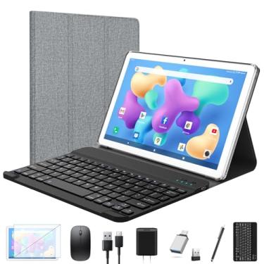 Imagem de Tablet 2024 mais recente Android Tablet de 10 polegadas, Octa-Core 5G WiFi Tablet com teclado, 128 GB + 4 GB + 1 TB de armazenamento expansível, tablet grande com tela sensível ao toque, câmera dupla