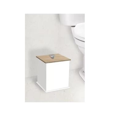 Imagem de Lixeira Quadrada Branco/Carvalho - Fabribam
