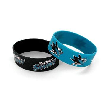 Imagem de Pulseira de borracha de silicone San Jose Sharks da NHL, pacote com 2