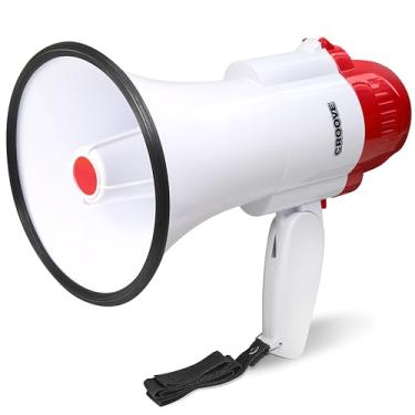 Imagem de Croove Alto-falante portátil Megafone, Bullhorn com sirene, controle de volume, mini buzina de 30 watts, mega telefone com alcance de voz de 800 jardas, criadores de ruído, essenciais esportivos para