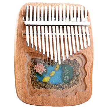 Imagem de Piano de dedo de bolso resina de mogno, piano de polegar 17 teclas kalimba, piano Mbira para amantes de música, teclado de percussão de dedo com martelo de afinação piano, (17 cm x 13 cm) D
