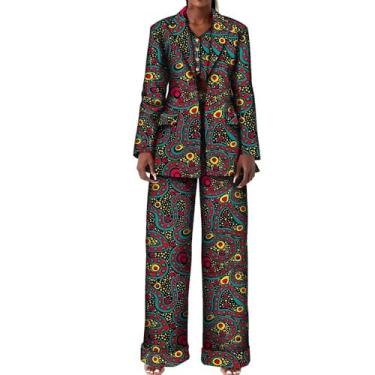 Imagem de Ternos africanos para mulheres, blazer com estampa africana, casaco e calça comprida, T5, GG