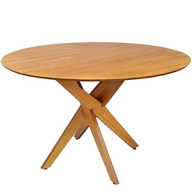 Imagem de Mesa de Jantar Redonda Madeira Maciça 4 Lugares 120cm Lisboa Nozes