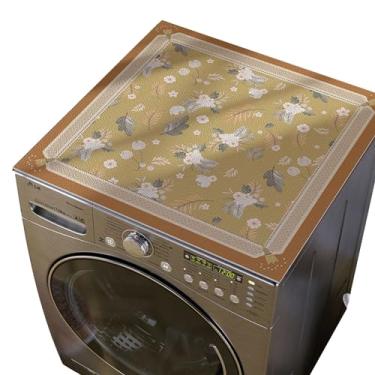 Imagem de Capas para lavadora ou secadora boho, capa superior de couro para máquina de lavar roupa antiderrapante à prova de poeira para lavanderia de cozinha doméstica (50 x 60 cm/17,8 x 23,6 polegadas, M)