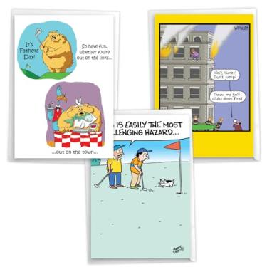 Imagem de NobleWorks Pacote sortido de 3 cartões engraçados do Dia dos Pais com envelopes (3 designs, 1 cada) Golfing Dads VC10903FDG-C1x3