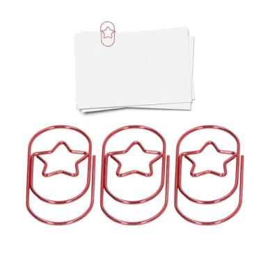 Imagem de 40 Clipes De Papel Extravagantes Dos Pces, Clipes De Papel Bonitos Do Estilo Da Estrela Revestimento à Prova De Ferrugem Pequeno Grampo Da Pasta Do Metal Para O Escritório Da Escola Em Casa(Vermelho)