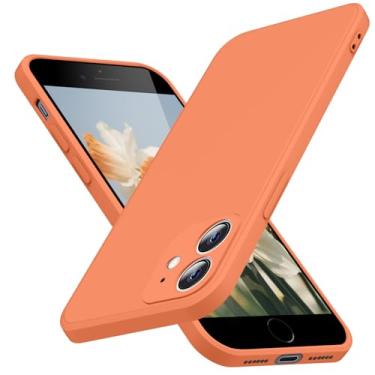 Imagem de JUNAUTTB Capa para iPhone 12 Mini de silicone líquido, proteção de corpo inteiro, capa macia à prova de choque antiarranhões para iPhone 12 Mini, capa de telefone fina, durável, 5,4 polegadas, laranja