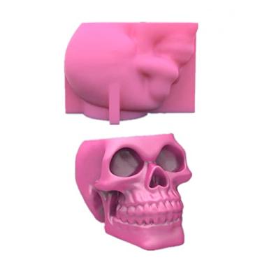Imagem de Molde de silicone de cimento para vaso de flores de caveira, molde para vaso de suculentas de argila de concreto (G27)