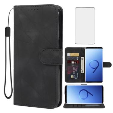 Imagem de Wanyuexes Capa para Galaxy S9+, capa carteira para Samsung S9 Plus SM-G965U com protetor de tela de vidro temperado, capa de celular flip de couro com suporte para cartão de crédito para Samsung