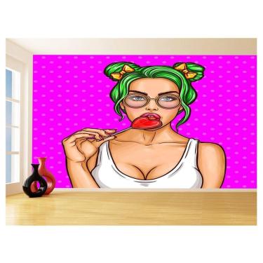 Imagem de Papel De Parede 3D Arte Rosto Mulher Colorido 3,5M Tra144