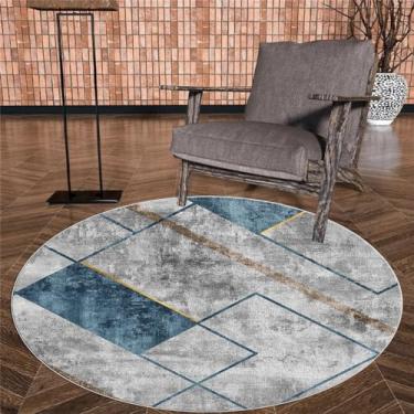 Imagem de Tapete redondo cinza para sala de estar, tamanho grande, antiderrapante, decoração de quarto infantil, cadeira suspensa, fiapos yx22, grátis 5,100cm, 39.3 pol.