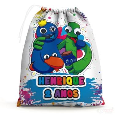 Imagem de Sacolinhas Surpresa Personalizada Tecido Rainbow Friends Branco (Sacolinhas 15x20, Unidades, 30)