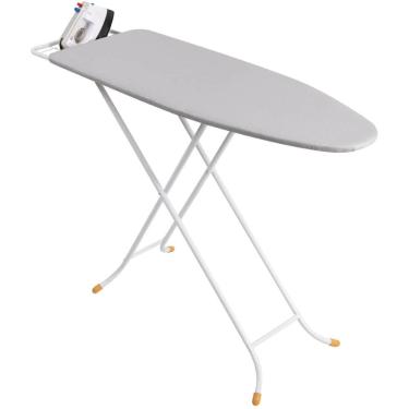 Imagem de Tabua de Passar Roupa Dobrável Larga 115x41cm com Porta Ferro e Ajuste de Altura Utimil