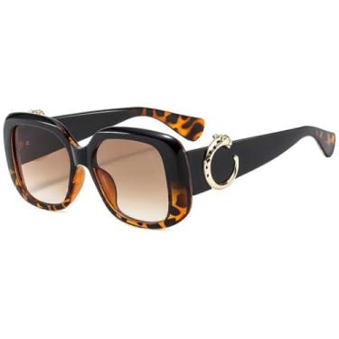 Imagem de Moda redonda óculos de sol feminino luxo dourado decoração quadro gradientes lente vintage envoltório casual óculos de sol uv400, c5, um tamanho