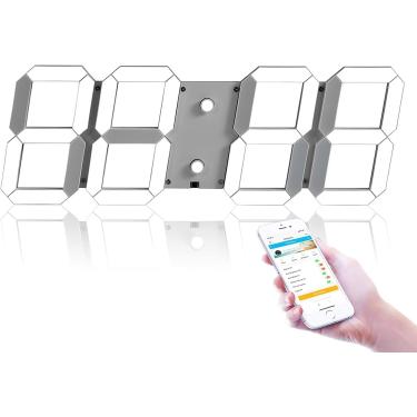 Imagem de Relógio de parede grande, temporizador de fitness para cozinha - controle WiFi via Internet, LED digital com brilho de 8 níveis ajustável, ideal para idosos de academia em casa, escritório,