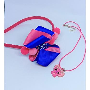Imagem de Kit Tiara Arquinho com Laço Acessório de Cabelo Moda Infantil Crianças + Colar Desenho animado Lilo angel Stitch