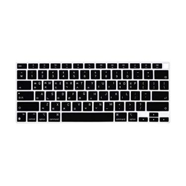 Imagem de HRH Capa ultrafina de silicone para teclado em idioma coreano para MacBook Air 33.8 cm 33.0 cm 2020 com processador M1 (modelo A2337) protetor de acessórios Touch ID - preto