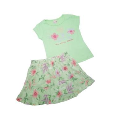 Imagem de Conjunto De Roupa Infantil Menina Com Saia Brandili 4-6-8-10