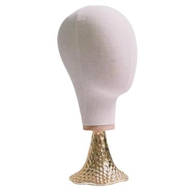Imagem de Generic Cabeça de manequim peruca suporte de exibição de peruca cabeça de tecido peruca suporte de exibição de peças de cabelo para salão de beleza em casa, branco
