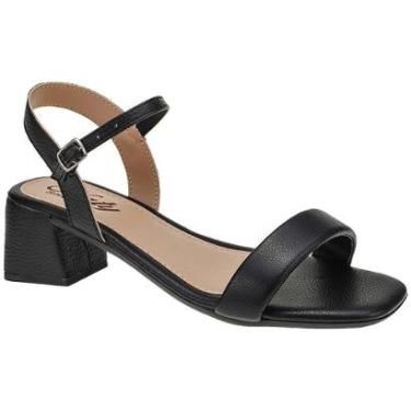 Imagem de Sandália Tira Fofa Preta Salto Social Médio-Feminino