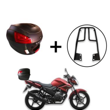 Imagem de Baú 29 Litros Awa Proos + Bagageiro  Fazer 150 2014+, Preto