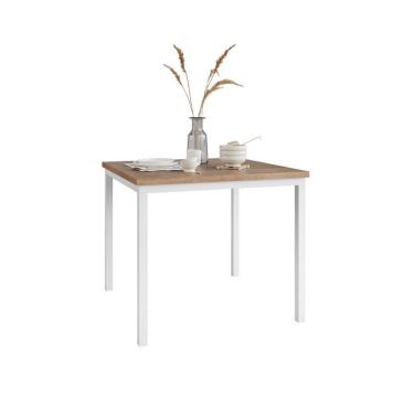 Imagem de Mesa de Jantar Quadrada com Tampo de MDP Adriana Amadeirado e Branco 90 cm