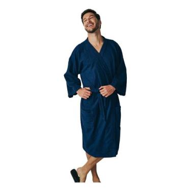 Imagem de Roupão De Banho Feminino Masculino Atoalhado Felpudo Quimono - Lepper,