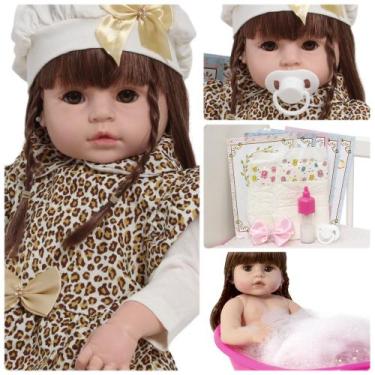 Imagem de Bebê Reborn Articulada Pode Dar Banho Linda Com Acessórios - Cegonha R
