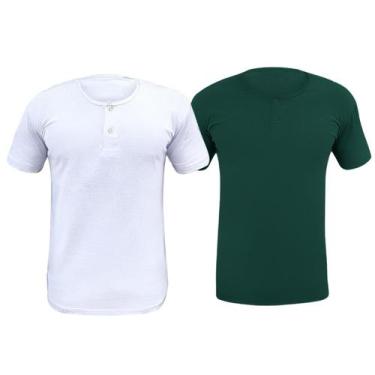 Imagem de Kit 2 Camiseta Henley Masculina Camisa Botões Gola Portuguesa Premium 