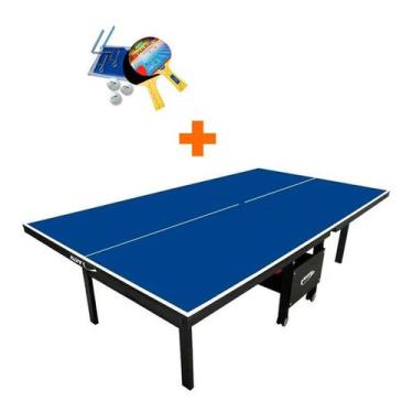 Imagem de Mesa ping pong rodinhas articuladas mdf 18mm klopf 1084 + kit tênis de
