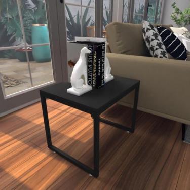 Imagem de Mesa lateral preta aparador de sofa sala mesa lateral cama - BeB