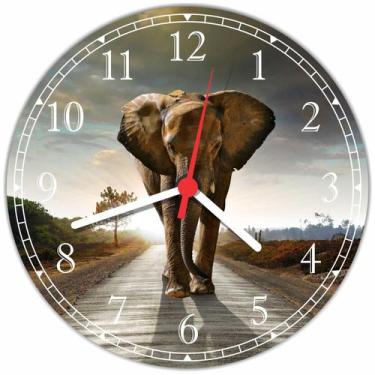Imagem de Relógio De Parede Elefante Animais Salas Cozinhas Tamanho Grande 50 Cm